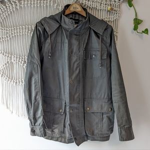 Barbour-Style Rain Wax-Jacket Banana Republic Medium Grey-Green.